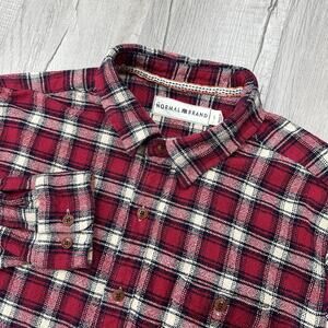 The Normal Brand Flannel Shirt Mens Large Red Plaid Long Sleeve Button Down